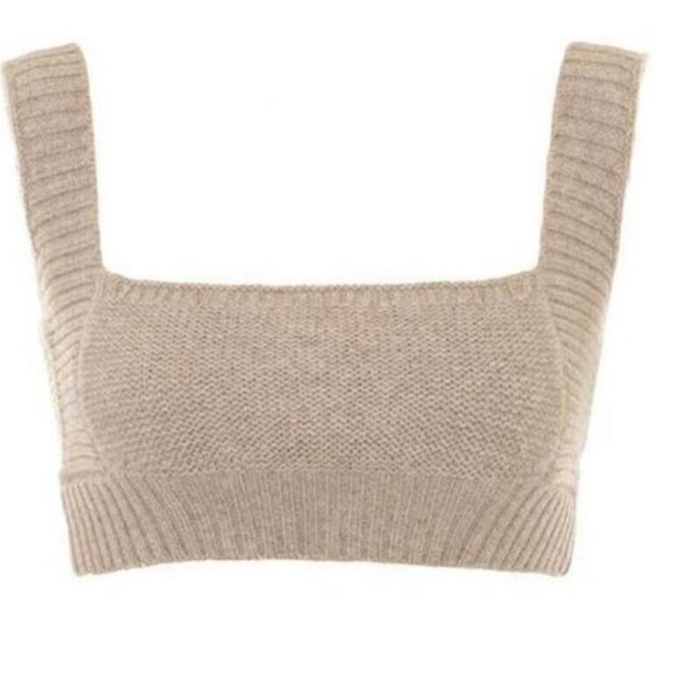 House of CB Brown Ribbed Knit Tan Crop Top-NEW-Offers accepted!